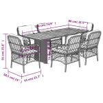 vidaXL Set mobilier de grădină cu perne, 7 piese, negru, poliratan vidaXL Set mobilier de grădină cu perne, 7 piese, negru, poliratan