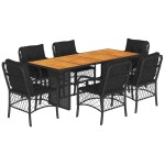 vidaXL Set mobilier de grădină cu perne, 7 piese, negru, poliratan vidaXL Set mobilier de grădină cu perne, 7 piese, negru, poliratan