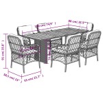 vidaXL Set mobilier de grădină cu perne, 7 piese, negru, poliratan vidaXL Set mobilier de grădină cu perne, 7 piese, negru, poliratan