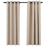 vidaXL Perdele opace, aspect pânză, cu ocheți, 2 buc, bej, 140x175 cm vidaXL Perdele opace, aspect pânză, cu ocheți, 2 buc, bej, 140x175 cm