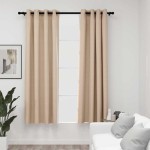 vidaXL Perdele opace, aspect pânză, cu ocheți, 2 buc, bej, 140x175 cm vidaXL Perdele opace, aspect pânză, cu ocheți, 2 buc, bej, 140x175 cm