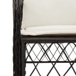 vidaXL Set bistro cu perne, 3 piese, negru, poliratan