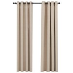 vidaXL Draperii opace aspect in, cu ocheți, 2 buc., bej, 140 x 225 cm vidaXL Draperii opace aspect in, cu ocheți, 2 buc., bej, 140 x 225 cm