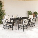 vidaXL Set mobilier de grădină cu perne, 7 piese, negru, poliratan vidaXL Set mobilier de grădină cu perne, 7 piese, negru, poliratan