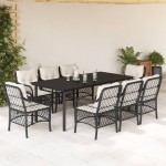 vidaXL Set mobilier de grădină cu perne, 9 piese, negru, poliratan vidaXL Set mobilier de grădină cu perne, 9 piese, negru, poliratan
