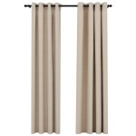 vidaXL Perdele opace, aspect pânză, cu ocheți, 2 buc., bej, 140x245 cm vidaXL Perdele opace, aspect pânză, cu ocheți, 2 buc., bej, 140x245 cm