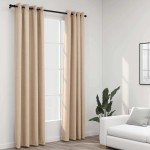 vidaXL Perdele opace, aspect pânză, cu ocheți, 2 buc., bej, 140x245 cm vidaXL Perdele opace, aspect pânză, cu ocheți, 2 buc., bej, 140x245 cm