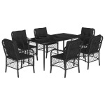 vidaXL Set mobilier de grădină cu perne, 7 piese, negru, poliratan vidaXL Set mobilier de grădină cu perne, 7 piese, negru, poliratan