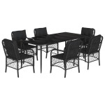 vidaXL Set mobilier de grădină cu perne, 7 piese, negru, poliratan vidaXL Set mobilier de grădină cu perne, 7 piese, negru, poliratan