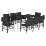 vidaXL Set mobilier de grădină cu perne, 9 piese, negru, poliratan vidaXL Set mobilier de grădină cu perne, 9 piese, negru, poliratan