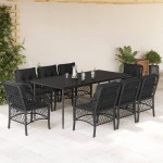 vidaXL Set mobilier de grădină cu perne, 9 piese, negru, poliratan vidaXL Set mobilier de grădină cu perne, 9 piese, negru, poliratan