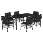 vidaXL Set mobilier de grădină cu perne, 7 piese, negru, poliratan vidaXL Set mobilier de grădină cu perne, 7 piese, negru, poliratan