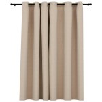 vidaXL Perdea opacă, aspect pânză, cu ocheți, bej, 290x245 cm vidaXL Perdea opacă, aspect pânză, cu ocheți, bej, 290x245 cm
