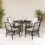 vidaXL Set mobilier de grădină, 5 piese, cu perne, maro, poliratan vidaXL Set mobilier de grădină, 5 piese, cu perne, maro, poliratan