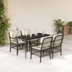 vidaXL Set mobilier de grădină, 5 piese, cu perne, maro, poliratan vidaXL Set mobilier de grădină, 5 piese, cu perne, maro, poliratan
