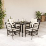 vidaXL Set mobilier de grădină, 5 piese, cu perne, maro, poliratan vidaXL Set mobilier de grădină, 5 piese, cu perne, maro, poliratan