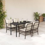 vidaXL Set mobilier de grădină, 5 piese, cu perne, maro, poliratan vidaXL Set mobilier de grădină, 5 piese, cu perne, maro, poliratan