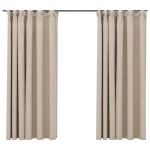 vidaXL Draperii opace aspect in, cu cârlige, 2 buc., bej, 140x175 cm vidaXL Draperii opace aspect in, cu cârlige, 2 buc., bej, 140x175 cm