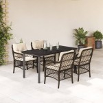vidaXL Set mobilier de grădină, 5 piese, cu perne, maro, poliratan vidaXL Set mobilier de grădină, 5 piese, cu perne, maro, poliratan