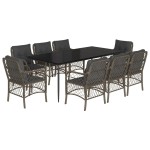 vidaXL Set mobilier grădină cu perne, 9 piese, gri, poliratan