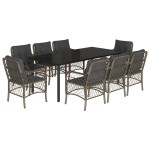 vidaXL Set mobilier grădină cu perne, 9 piese, gri, poliratan vidaXL Set mobilier grădină cu perne, 9 piese, gri, poliratan