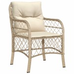 vidaXL Set bistro cu perne, 3 piese, bej, poliratan