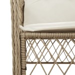 vidaXL Set bistro cu perne, 3 piese, bej, poliratan