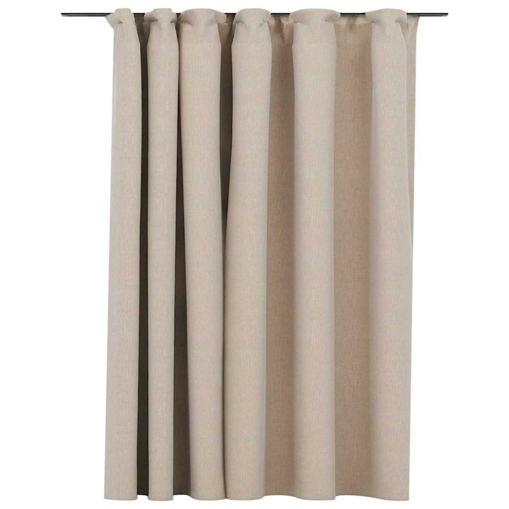 vidaXL Draperie opacă, aspect de in, bej, 290 x 245 cm, cu cârlige