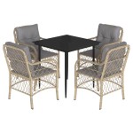 vidaXL Set mobilier pentru grădină, 5 piese, cu perne, bej, poliratan vidaXL Set mobilier pentru grădină, 5 piese, cu perne, bej, poliratan
