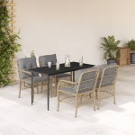 vidaXL Set mobilier pentru grădină, 5 piese, cu perne, bej, poliratan vidaXL Set mobilier pentru grădină, 5 piese, cu perne, bej, poliratan