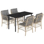 vidaXL Set mobilier pentru grădină, 5 piese, cu perne, bej, poliratan vidaXL Set mobilier pentru grădină, 5 piese, cu perne, bej, poliratan