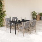 vidaXL Set mobilier pentru grădină, 5 piese, cu perne, bej, poliratan vidaXL Set mobilier pentru grădină, 5 piese, cu perne, bej, poliratan