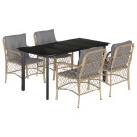 vidaXL Set mobilier pentru grădină, 5 piese, cu perne, bej, poliratan vidaXL Set mobilier pentru grădină, 5 piese, cu perne, bej, poliratan