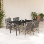 vidaXL Set mobilier pentru grădină, 5 piese, cu perne, bej, poliratan vidaXL Set mobilier pentru grădină, 5 piese, cu perne, bej, poliratan