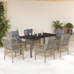 vidaXL Set mobilier pentru grădină, 7 piese, cu perne, bej, poliratan vidaXL Set mobilier pentru grădină, 7 piese, cu perne, bej, poliratan