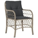 vidaXL Set bistro cu perne, 3 piese, gri deschis, poliratan