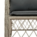 vidaXL Set bistro cu perne, 3 piese, gri deschis, poliratan