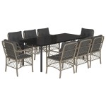 vidaXL Set mobilier grădină cu perne, 9 piese, gri deschis, poliratan vidaXL Set mobilier grădină cu perne, 9 piese, gri deschis, poliratan