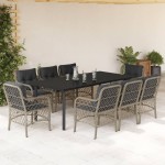 vidaXL Set mobilier grădină cu perne, 9 piese, gri deschis, poliratan vidaXL Set mobilier grădină cu perne, 9 piese, gri deschis, poliratan