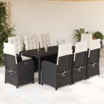 vidaXL Set mobilier de grădină cu perne, 9 piese, negru, poliratan vidaXL Set mobilier de grădină cu perne, 9 piese, negru, poliratan