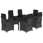 vidaXL Set mobilier de grădină cu perne, 7 piese, negru, poliratan vidaXL Set mobilier de grădină cu perne, 7 piese, negru, poliratan