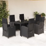 vidaXL Set mobilier de grădină cu perne, 7 piese, negru, poliratan vidaXL Set mobilier de grădină cu perne, 7 piese, negru, poliratan