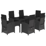 vidaXL Set mobilier de grădină cu perne, 7 piese, negru, poliratan vidaXL Set mobilier de grădină cu perne, 7 piese, negru, poliratan