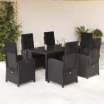 vidaXL Set mobilier de grădină cu perne, 7 piese, negru, poliratan vidaXL Set mobilier de grădină cu perne, 7 piese, negru, poliratan