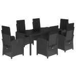 vidaXL Set mobilier de grădină cu perne, 7 piese, negru, poliratan vidaXL Set mobilier de grădină cu perne, 7 piese, negru, poliratan