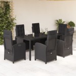 vidaXL Set mobilier de grădină cu perne, 7 piese, negru, poliratan vidaXL Set mobilier de grădină cu perne, 7 piese, negru, poliratan