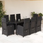 vidaXL Set mobilier de grădină cu perne, 9 piese, negru, poliratan vidaXL Set mobilier de grădină cu perne, 9 piese, negru, poliratan