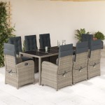 vidaXL Set mobilier grădină cu perne, 9 piese, gri, poliratan vidaXL Set mobilier grădină cu perne, 9 piese, gri, poliratan