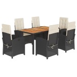 vidaXL Set mobilier de grădină cu perne, 7 piese, negru, poliratan vidaXL Set mobilier de grădină cu perne, 7 piese, negru, poliratan