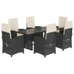 vidaXL Set mobilier de grădină cu perne, 7 piese, negru, poliratan vidaXL Set mobilier de grădină cu perne, 7 piese, negru, poliratan